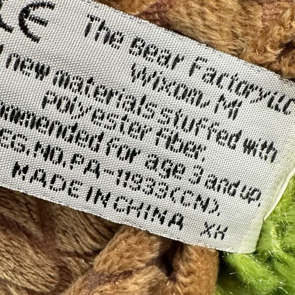 Bear Factory Turtle Plush Toy 2001 Shell Back Pocket Soft VTG 16 Inches - Picture 7 of 7